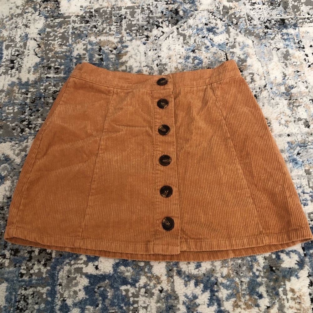 Corduroy button down skirt